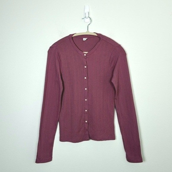 GAP Sweaters - Gap Rose Pointelle Knit Button Front Cardigan Long Sleeve Cotton Women's S 90s